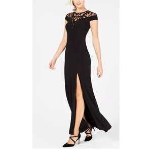 ADRIANNA PAPELL Adrianna Women's Sequin Embellished Illusion-Lace Gown evening 4